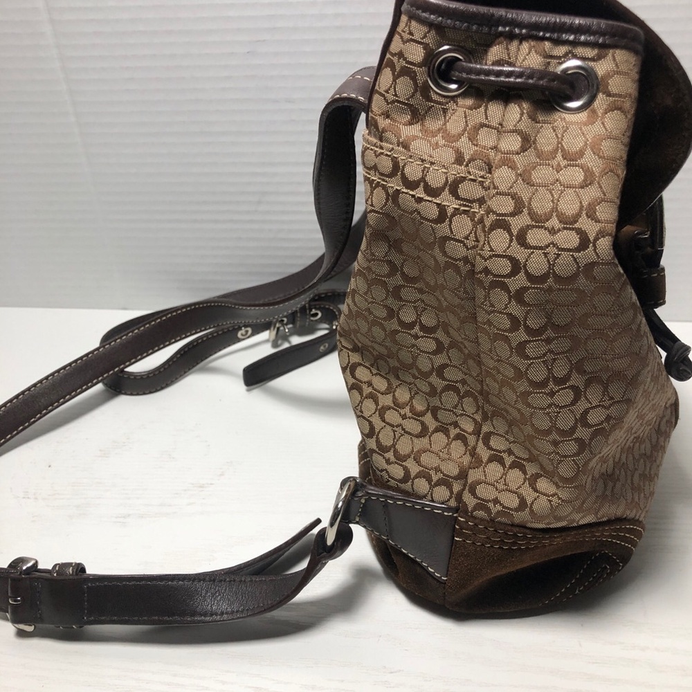 Coach 9764 SMALL Soho Brown Signature C Canvas Backpack w/Suede Trim - Picture 2 of 13